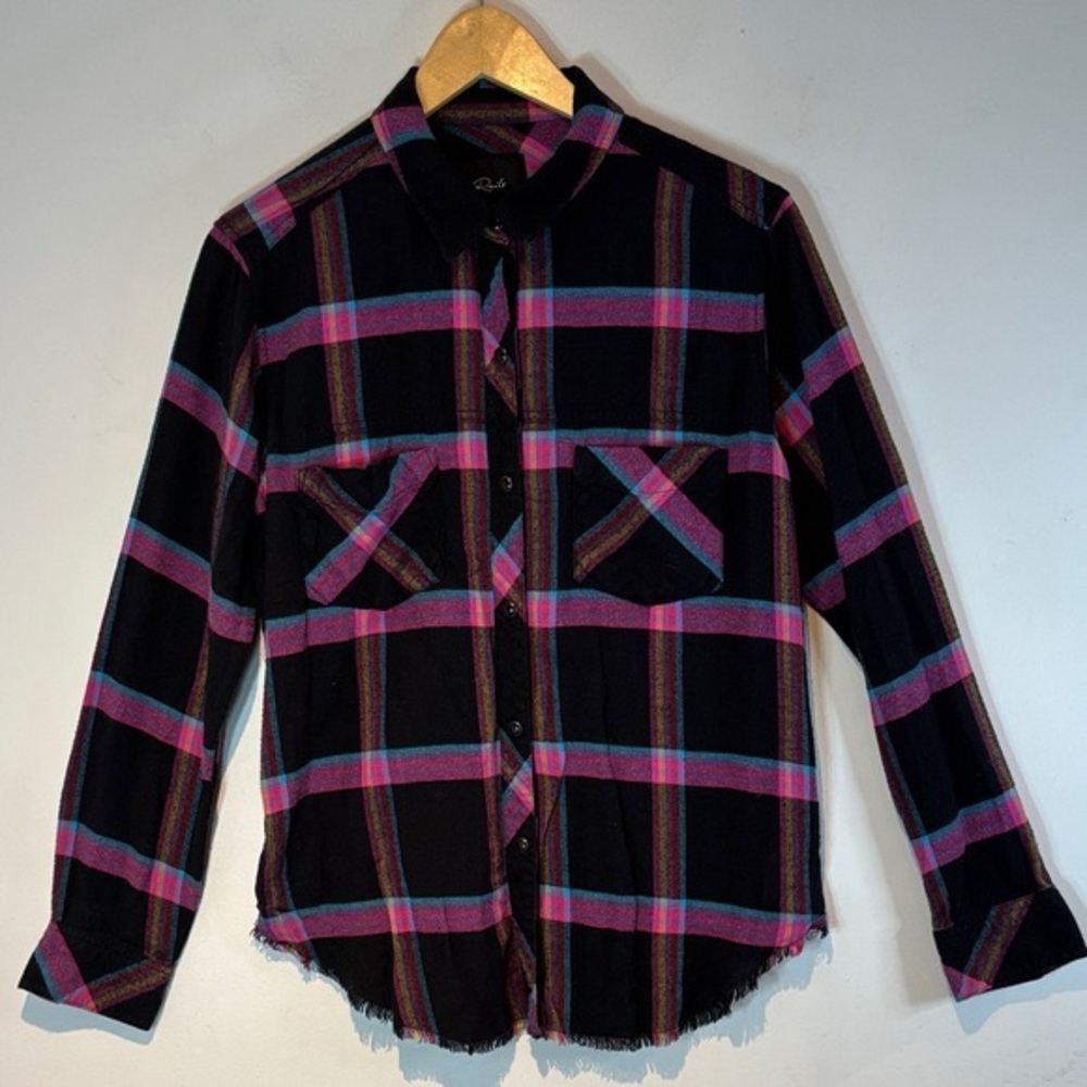Rails Leo magenta &black flannel button down shirt size medium